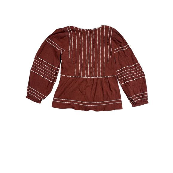 Madewell Embroidered Faux Wrap Top Size Small - Picture 2 of 3